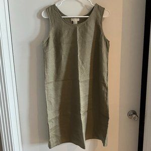 J. Jill Women's Olive Green Linen Dress